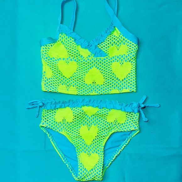 Penelope Mack Toddler Swimsuit in Blue and Neon Yellow - Picture 1 of 2